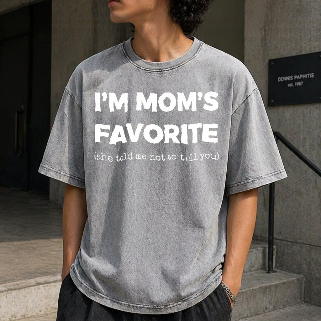 Funny Moms Favorite Son Daughter I'm Vintage Washed T-Shirt product image 5