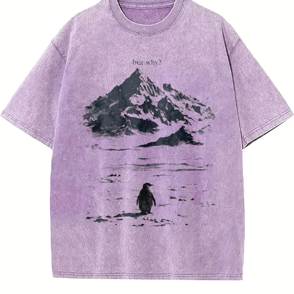 Lone Penguin Mountain Meme Vintage Washed T-Shirt product image 6