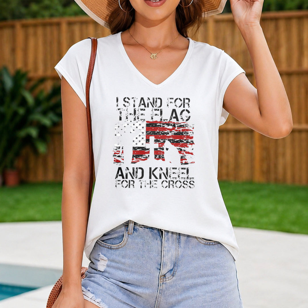 Patriotic American Flag Women's V-Neck Tank Top