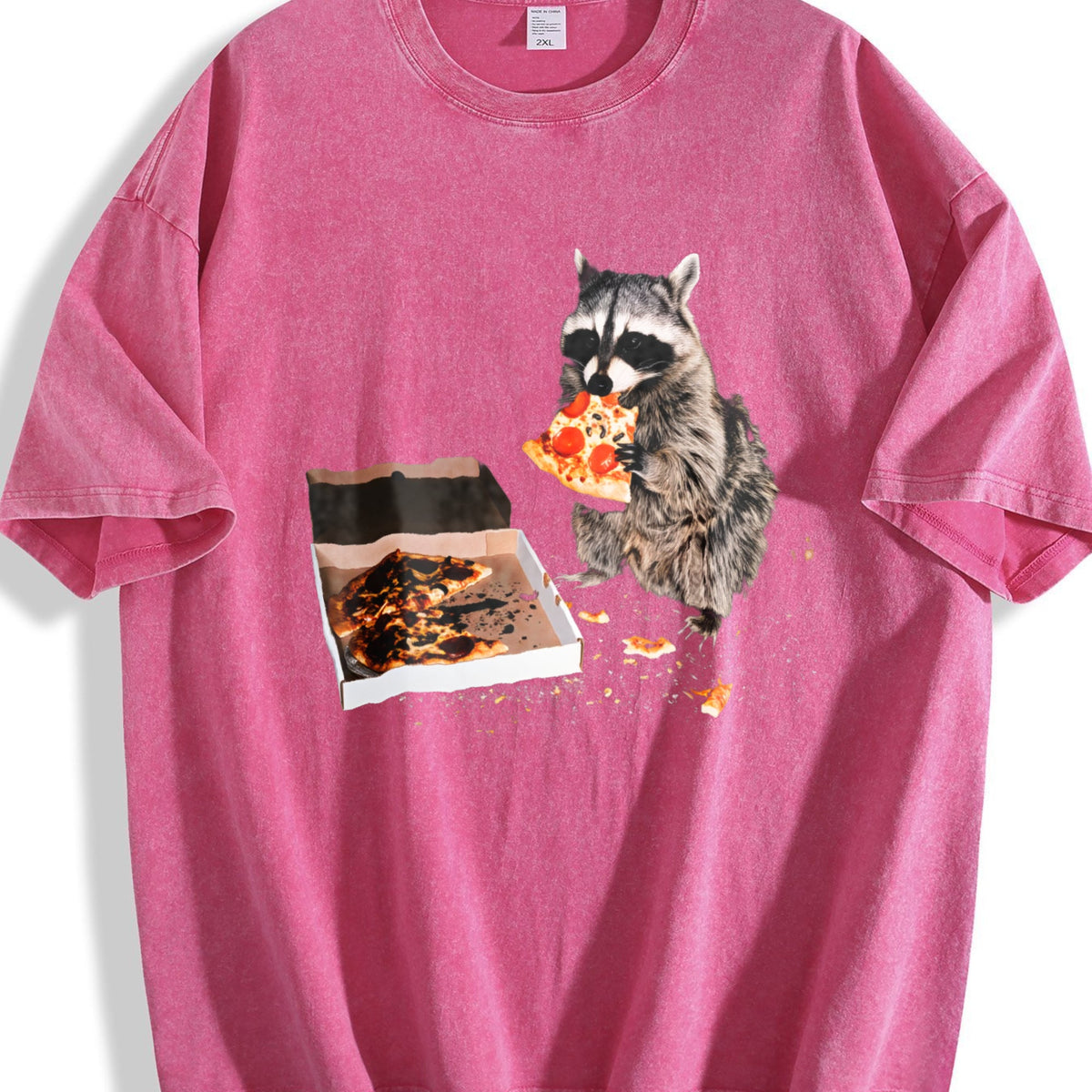 Raccoon Eating Pizza 90s Vintage Washed T-Shirt product image 7