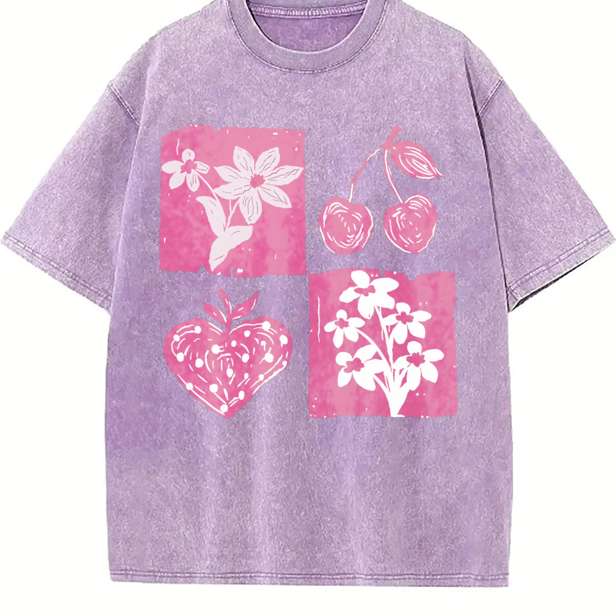 Pink Cherry And Fruit Vintage Washed T-Shirt product image 6