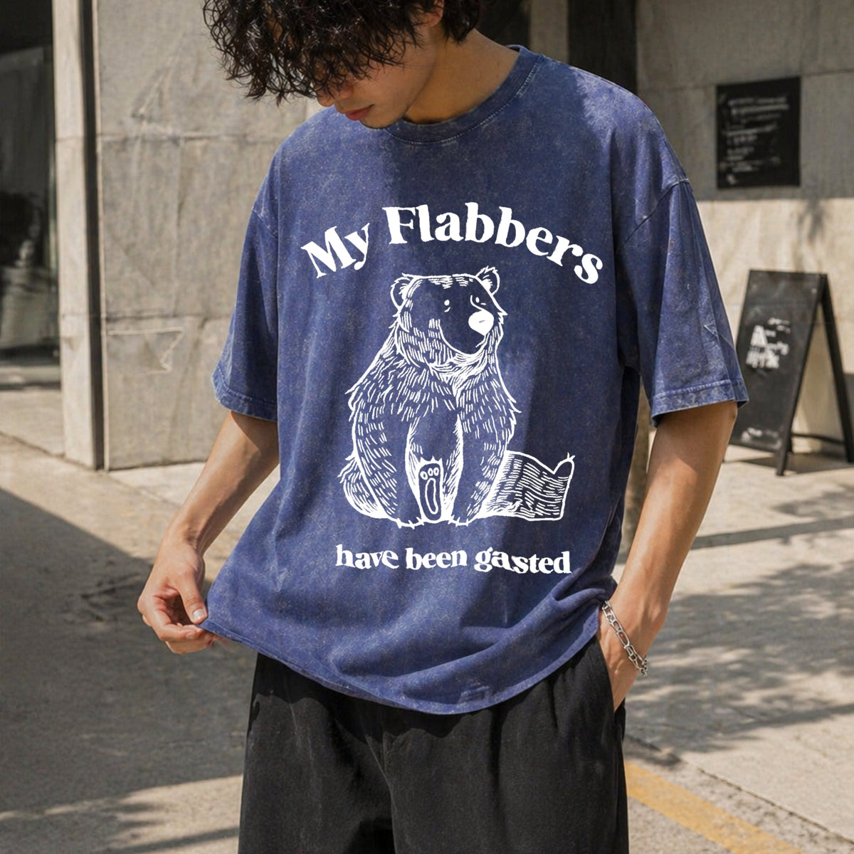 Flabbergasted Bear Funny Vintage Washed T-Shirt product image 8