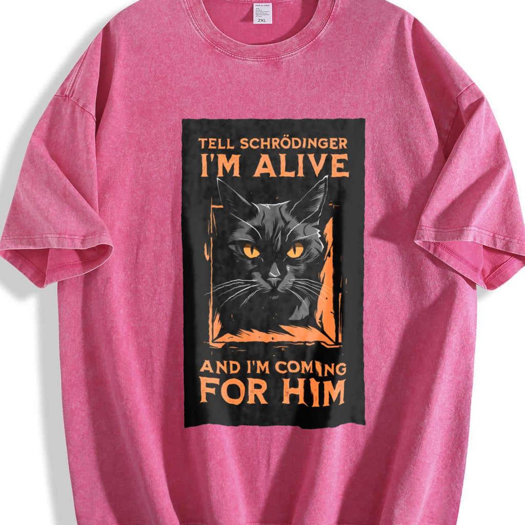Tell Schrodinger I'm Alive Cat Vintage Washed T-Shirt product image 7
