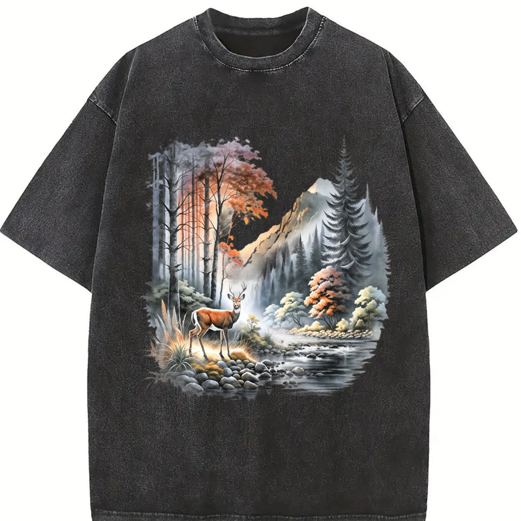 Deer Nature 90s Vintage Washed T-Shirt product image 2