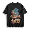 Blue Dragon Buried In Books Letter Cotton T-Shirt product image 1