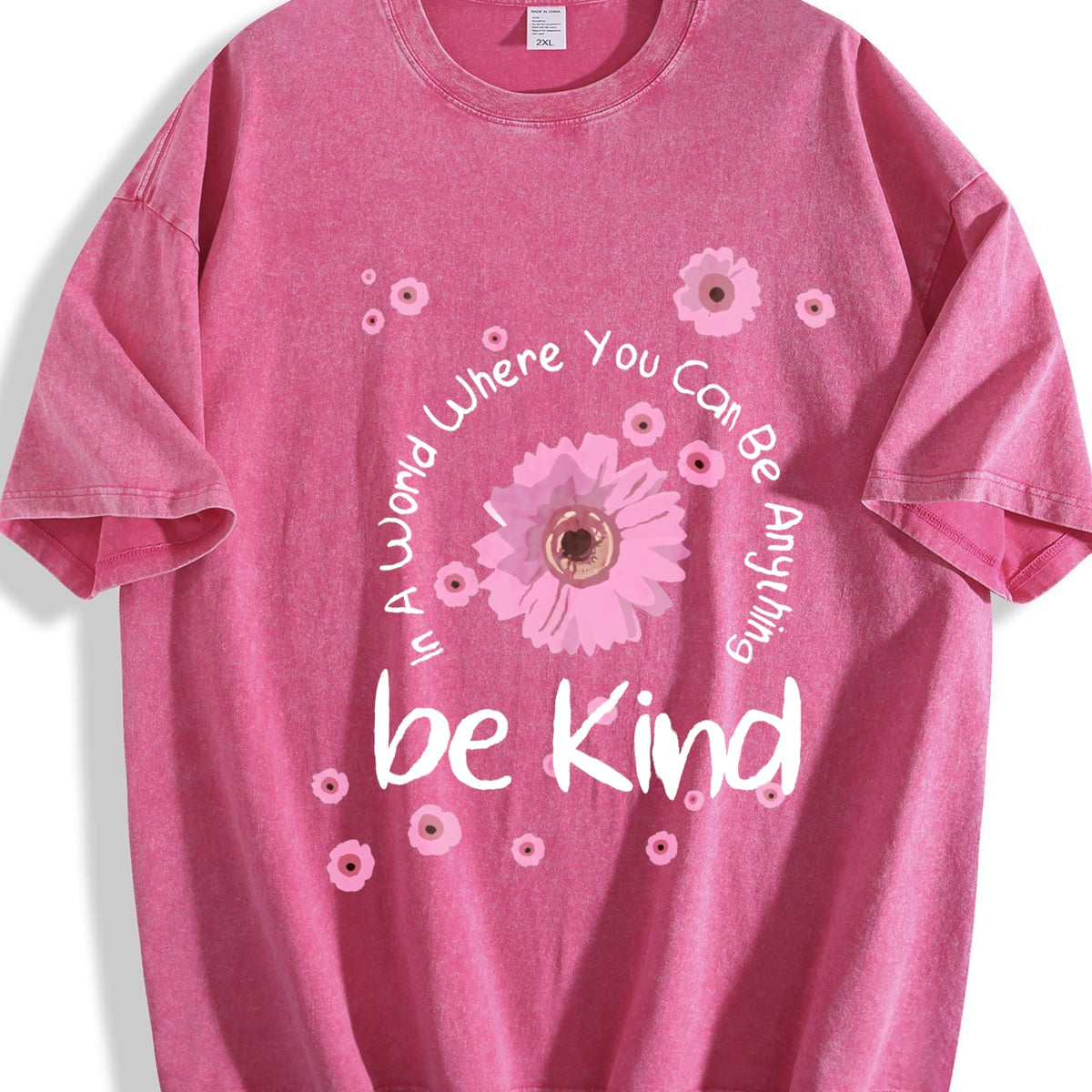 Fun Pink Floral Washable Vintage Washed T-Shirt product image 5