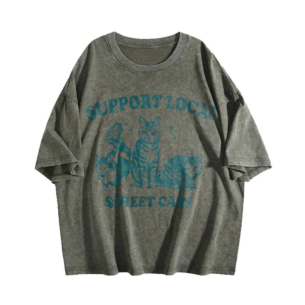 Support Local Cats 90s Vintage Washed T-Shirt product image 4