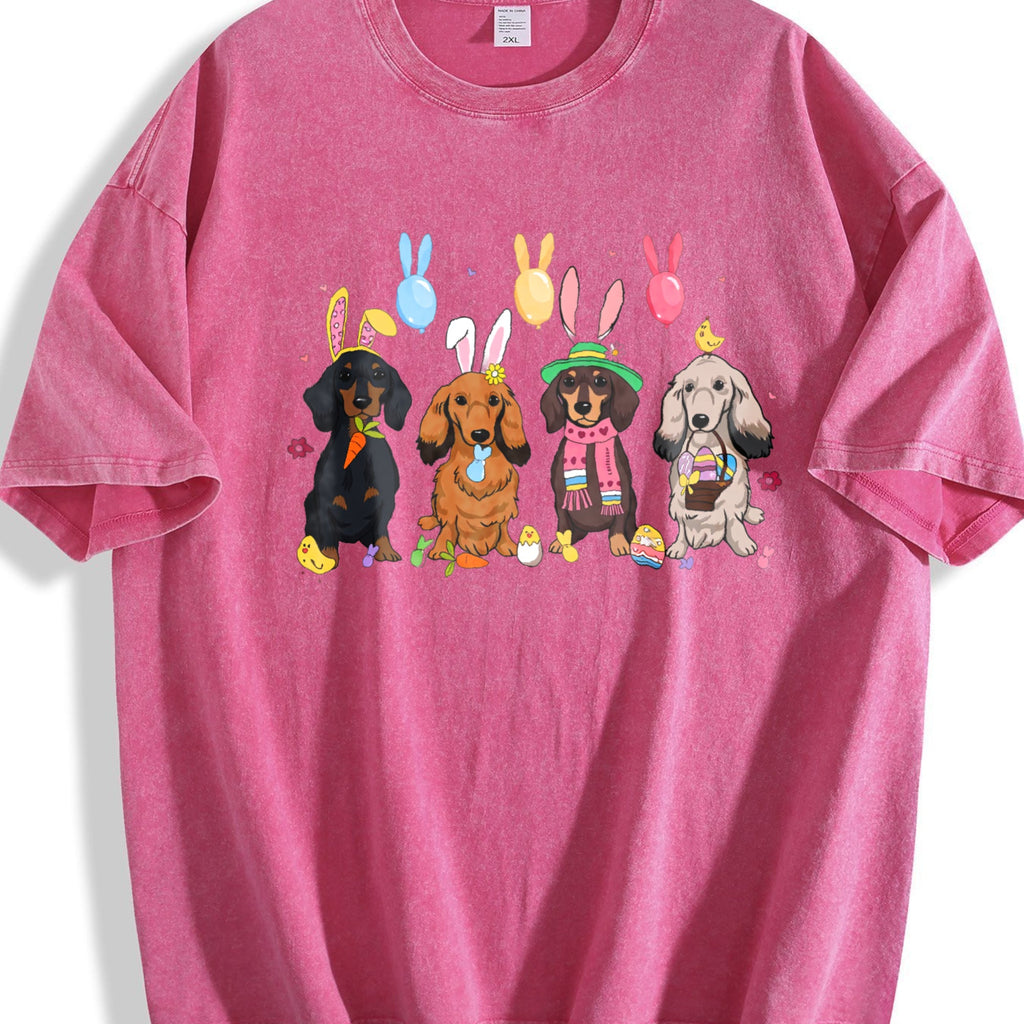Dachshund With Bunny Ears Vintage Washed T-Shirt product image 7
