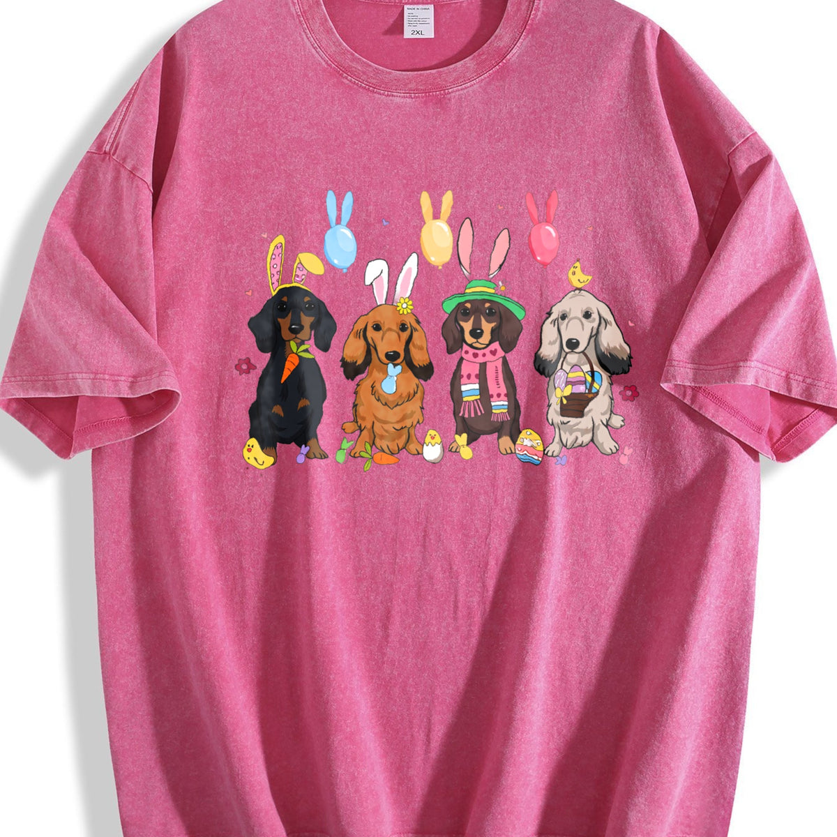 Dachshund With Bunny Ears Vintage Washed T-Shirt product image 7