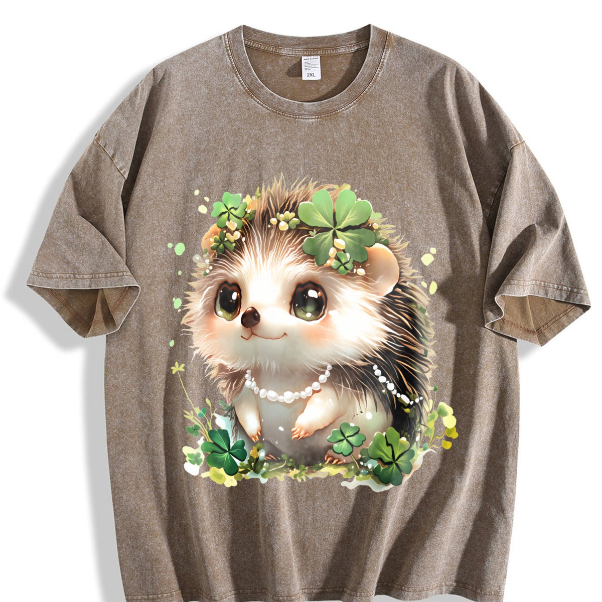 Summer : Hedgehog With Jewelry And Lucky Four-leaf Vintage Washed T-Shirt