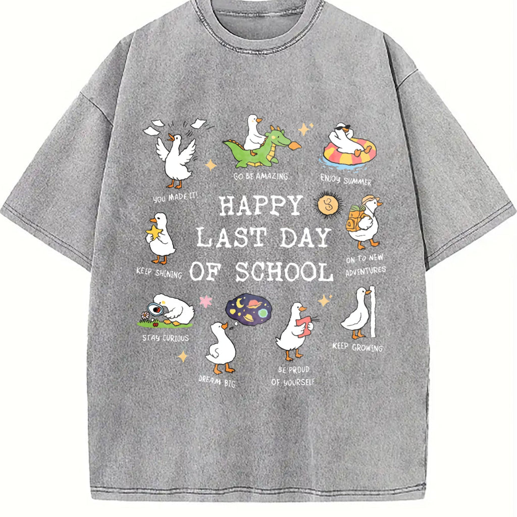Last Day Of School Goose Teacher Happy Vintage Washed product image 4