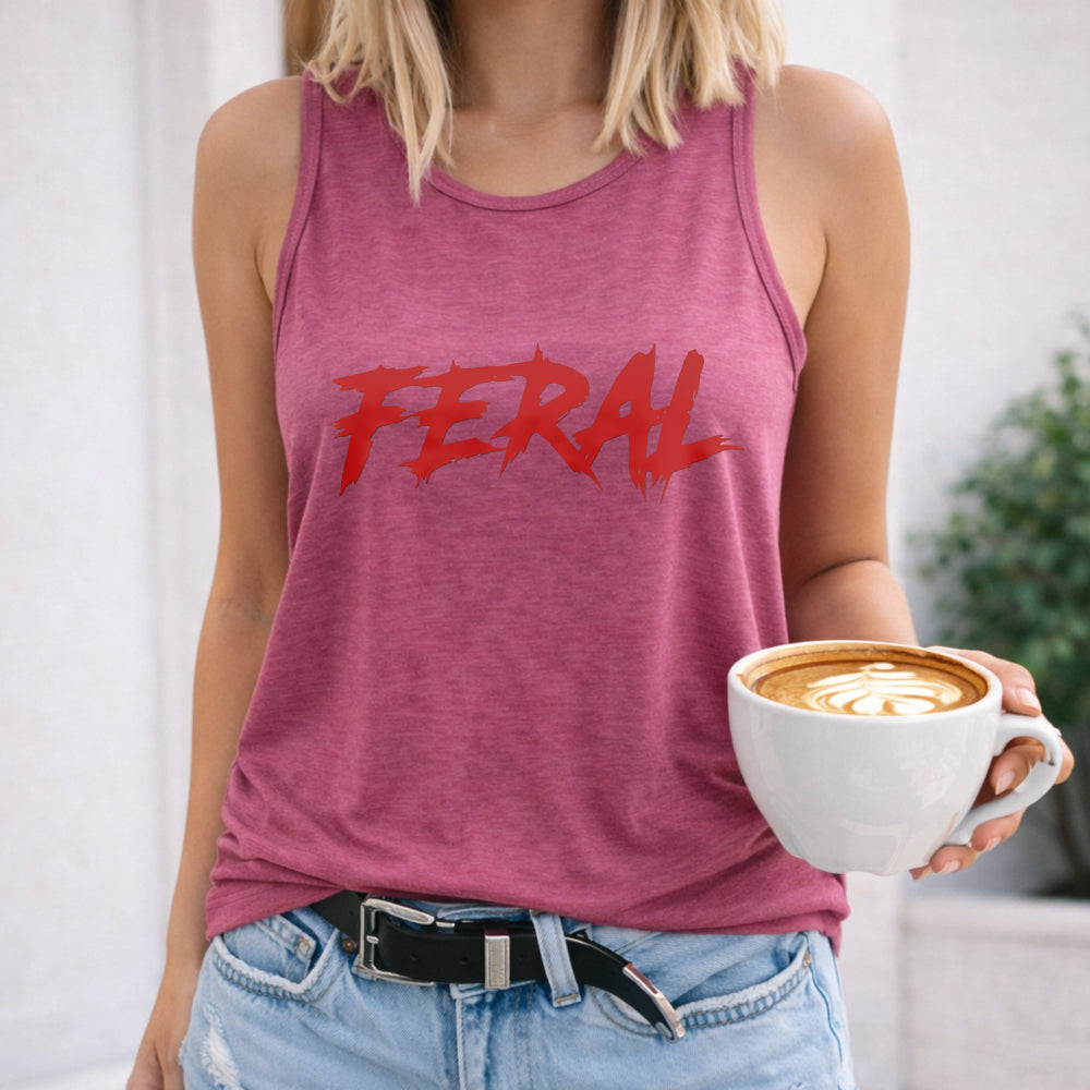 Feral Racer - Vibrant Blue With Red Lettering Women's Tank Top