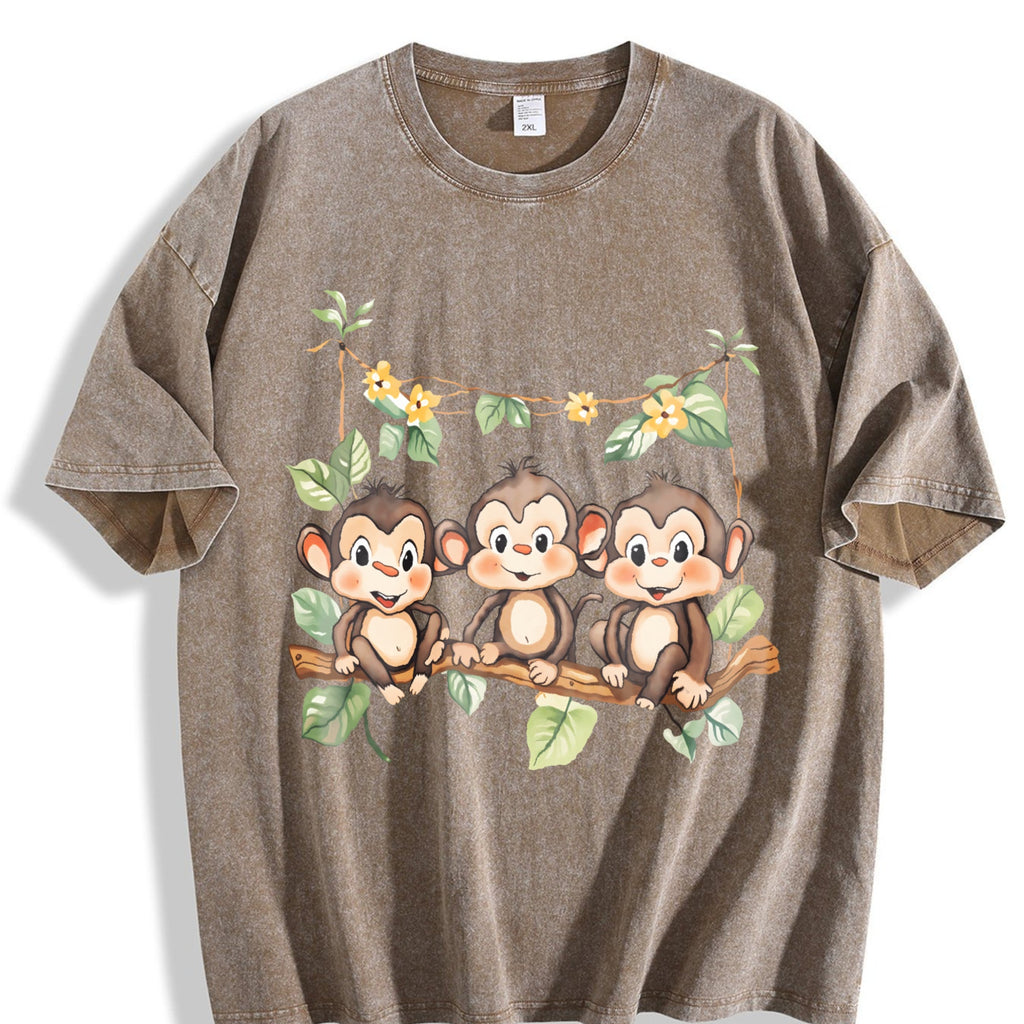 Summer : With Three Monkeys On Branch Yellow Flowers product image 3