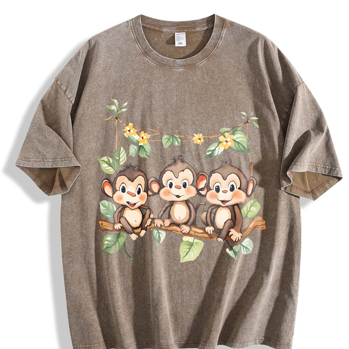 Summer : With Three Monkeys On Branch Yellow Flowers product image 3