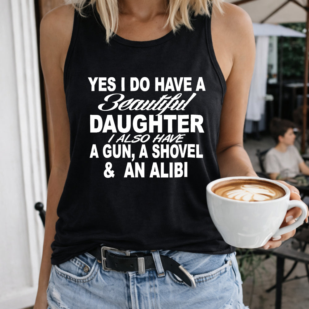 Beautiful Daughter Protective Parent Slogan Women's Tank Top