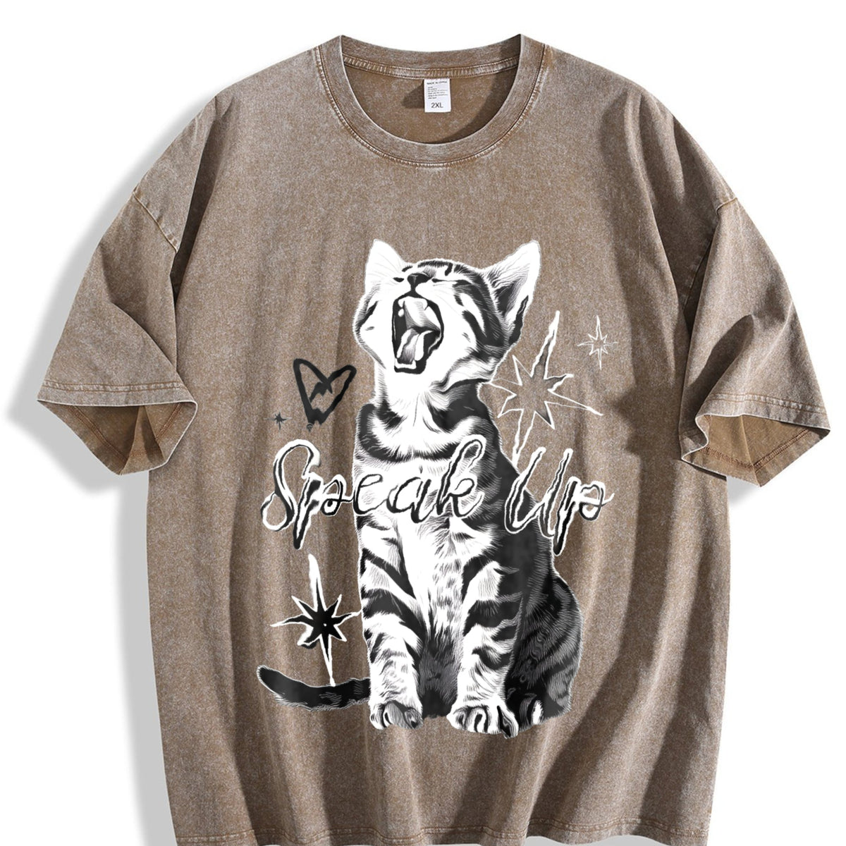 Fitting With A Cute Cat And Snowflake Vintage Washed T-Shirt product image 3
