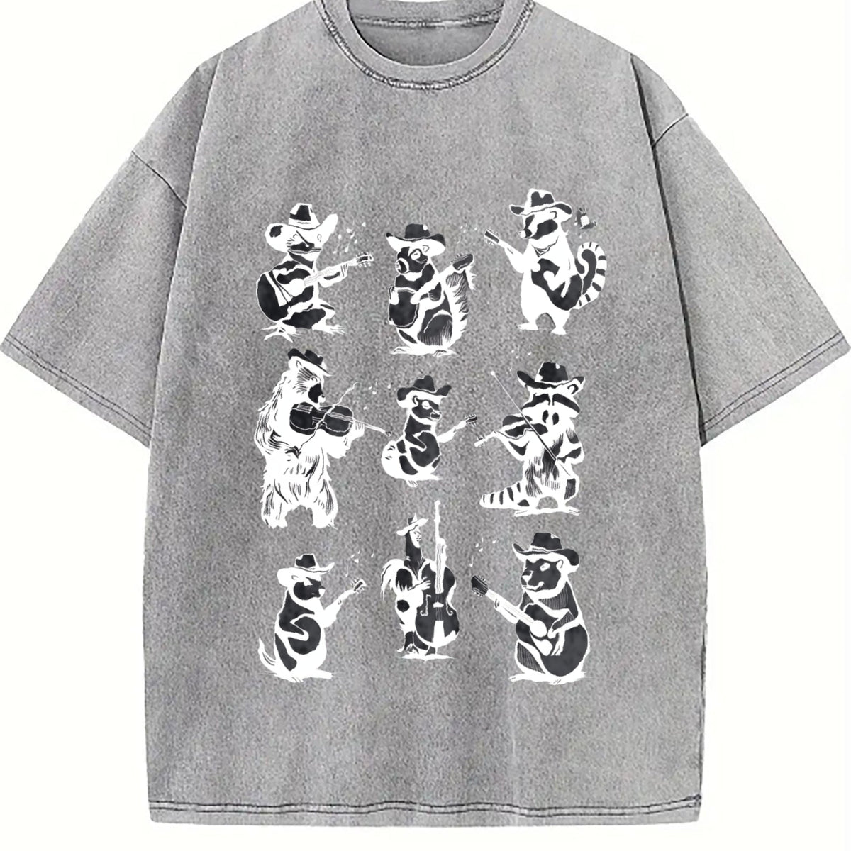 Animal Musicians 90s Tattoo Vintage Washed T-Shirt product image 5