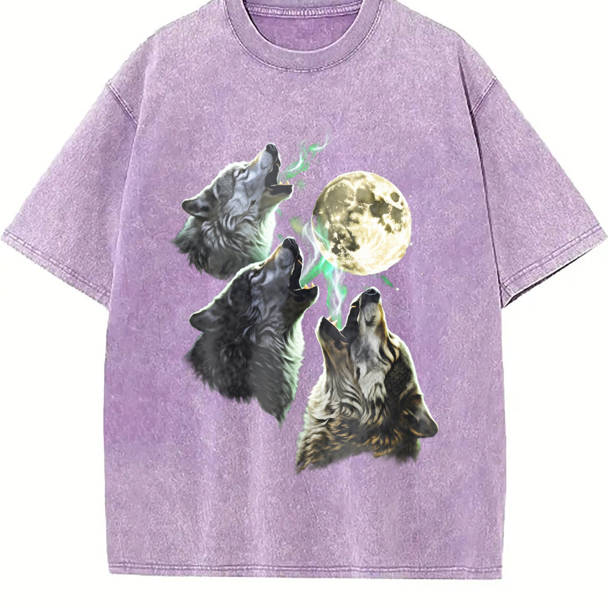 Wolves Howling To Moon 90s Vintage Washed T-Shirt product image 6