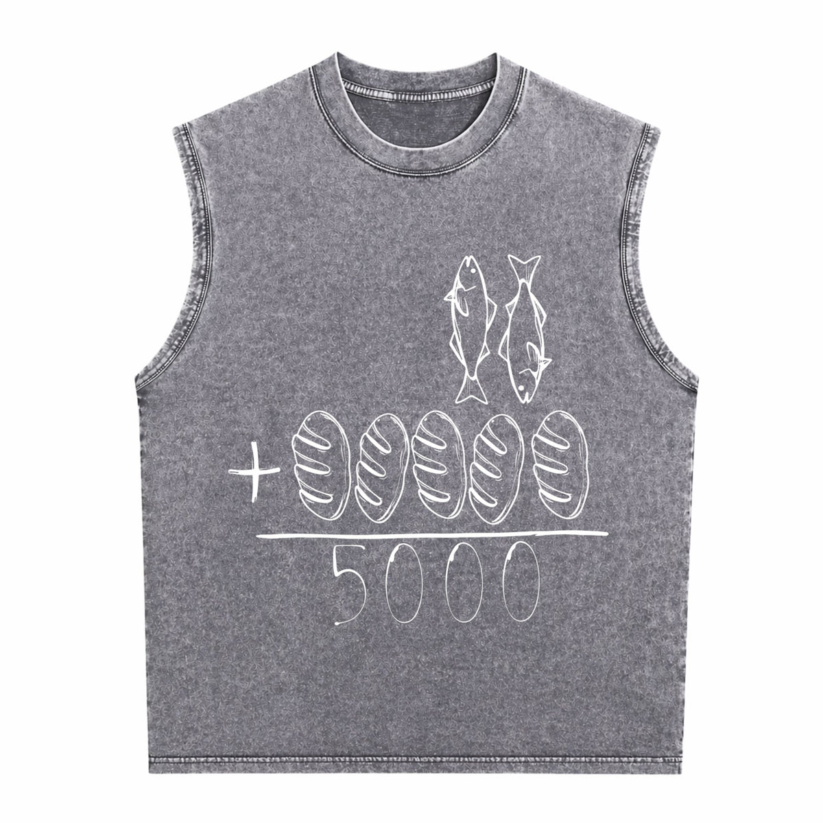 2 Fishes 5 Breads Jesus Feeds The 5000 Christian Bible Men's Washed Tank Top