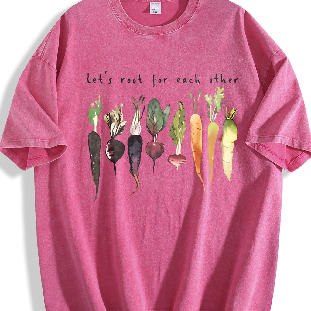 Letter And Various Radish Root Summer Vintage Washed T-Shirt product image 7