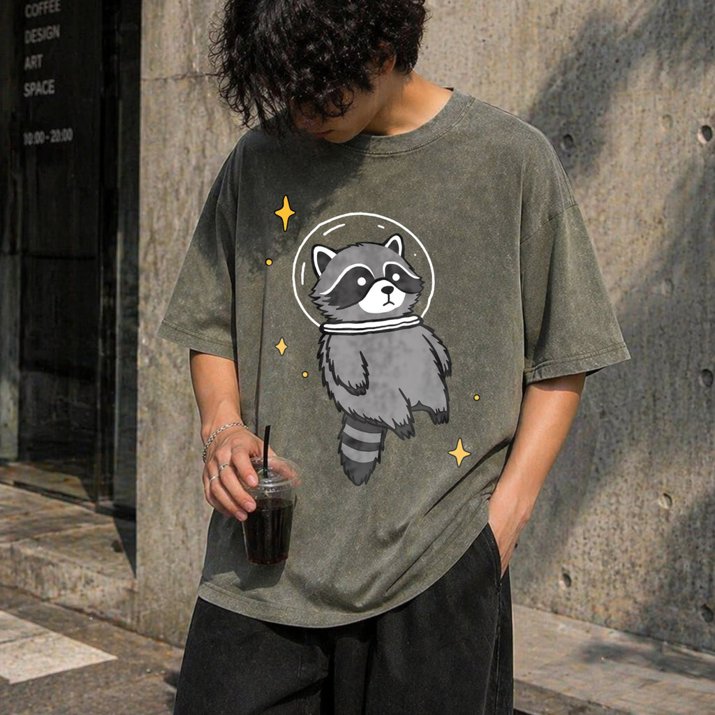 Space Raccoon Vintage Washed T-Shirt product image 4