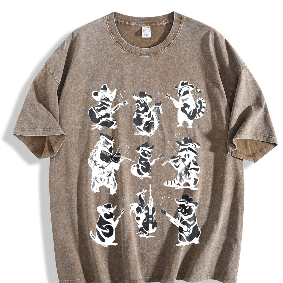Animal Musicians 90s Tattoo Vintage Washed T-Shirt product image 3
