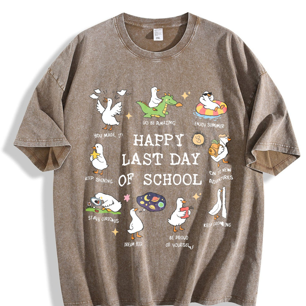 Last Day Of School Goose Teacher Happy Vintage Washed product image 3