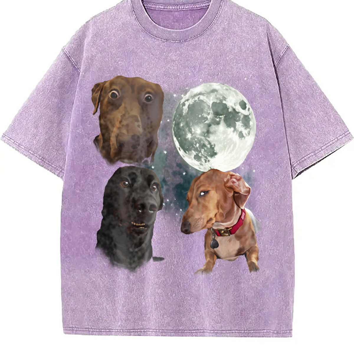 Three Dog Meme Moon Vintage Washed T-Shirt product image 6