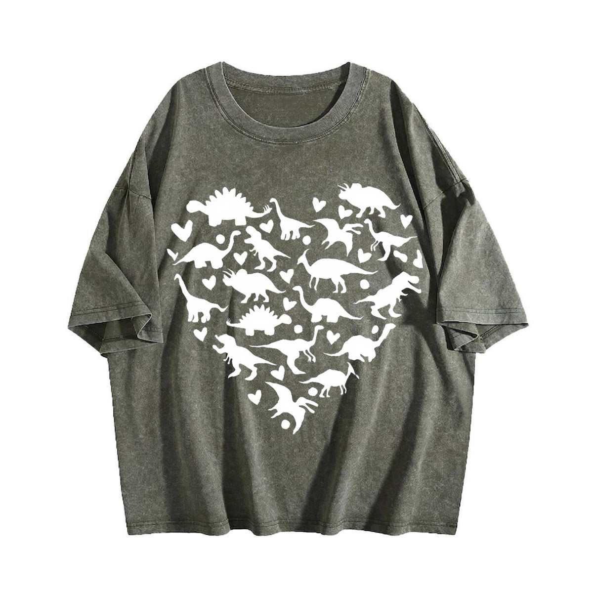 Heart-shaped Dinosaur Summer Vintage Washed T-Shirt product image 4