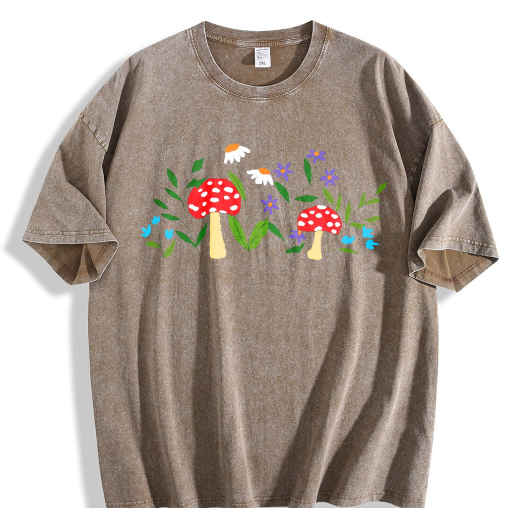 Mushroom Floral Garden Fairy Vintage Washed T-Shirt product image 3