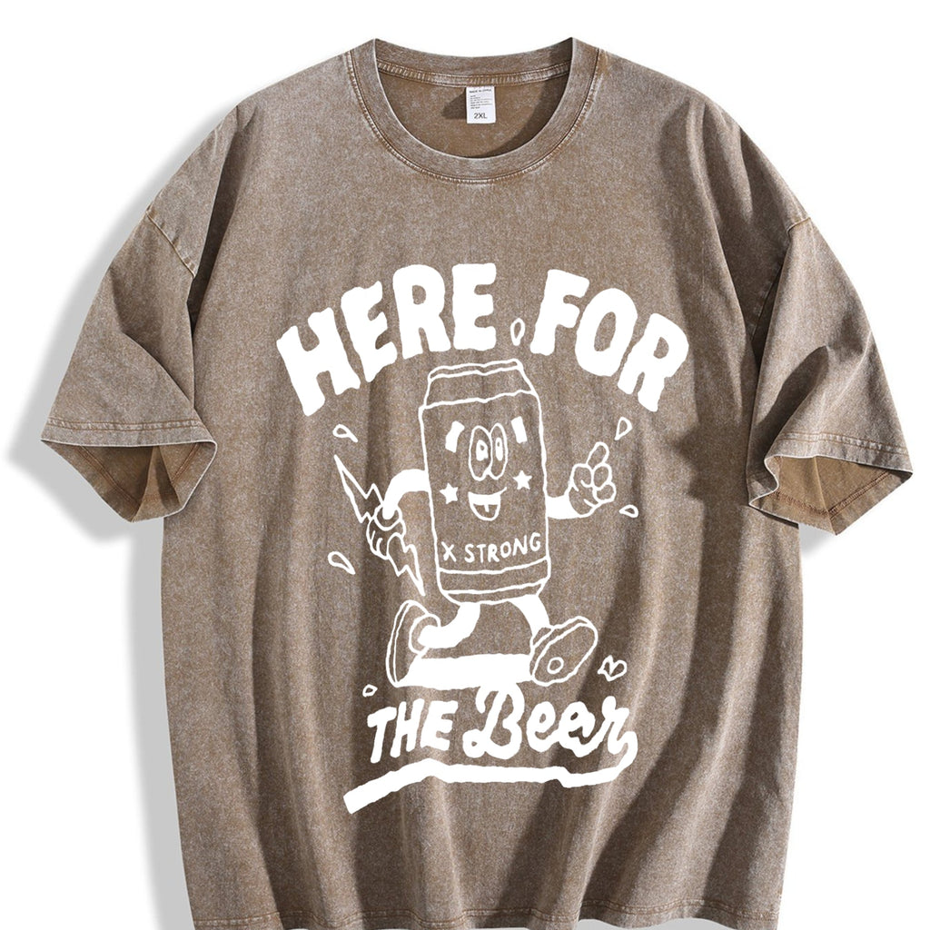 Here for the Beer Vintage Washed T-Shirt product image 3