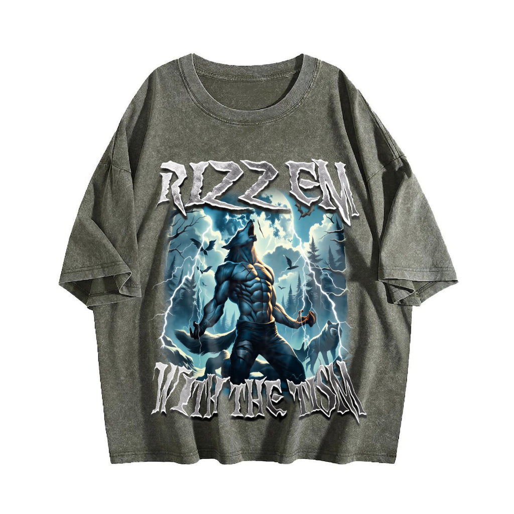 Rizz Em With The Tism Werewolf Vintage Washed T-Shirt product image 4
