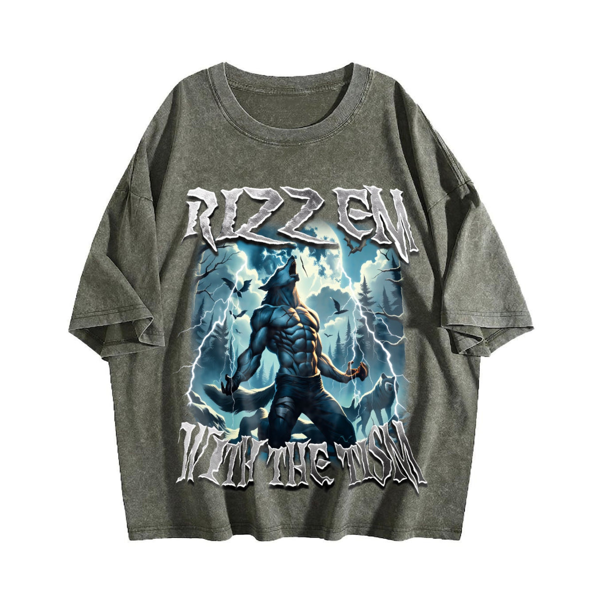 Rizz Em With The Tism Werewolf Vintage Washed T-Shirt product image 4