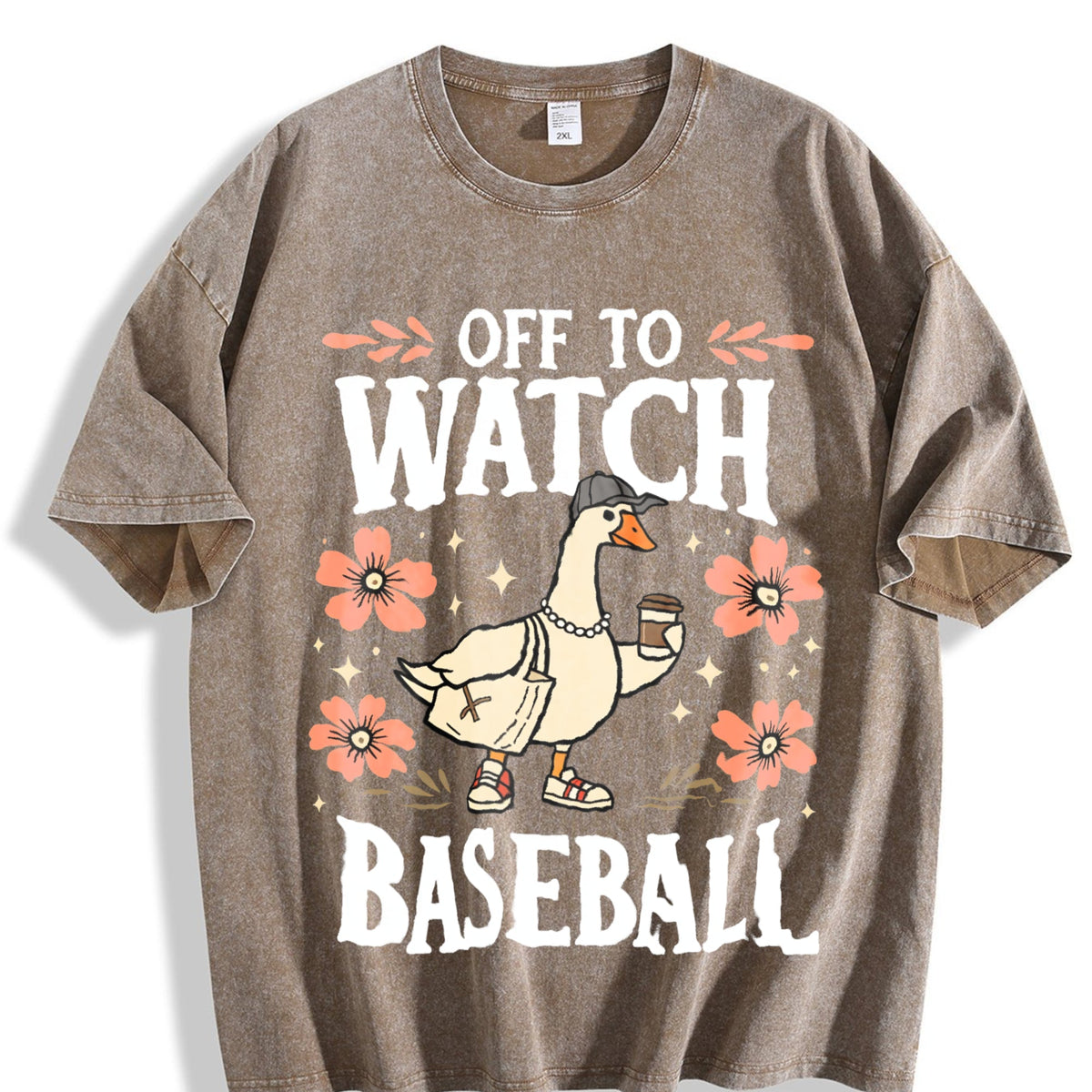 Off To Watch Baseball Goose Funny Silly Vintage Washed product image 3