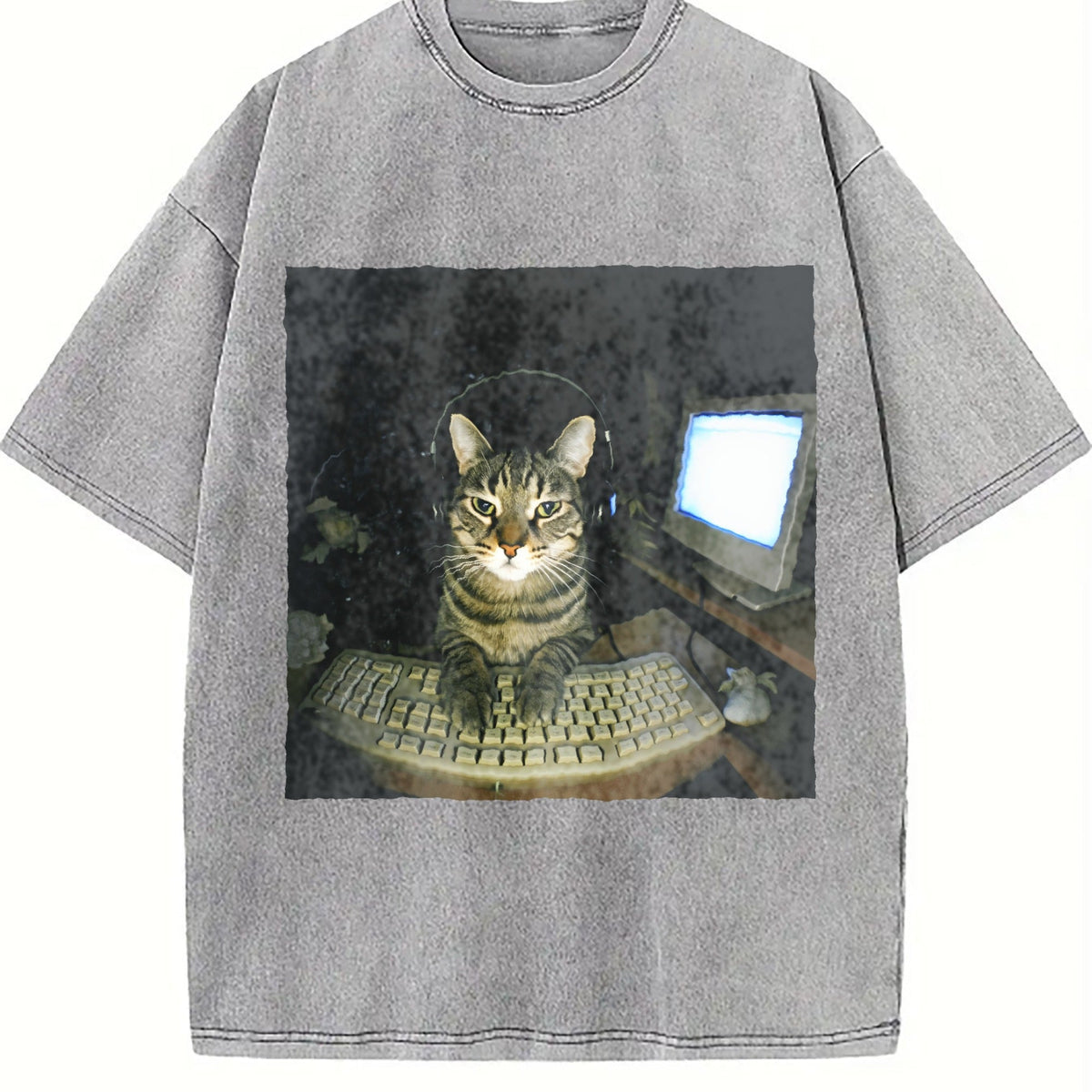 Wash Hacker Cat Meme Vintage Washed T-Shirt product image 4