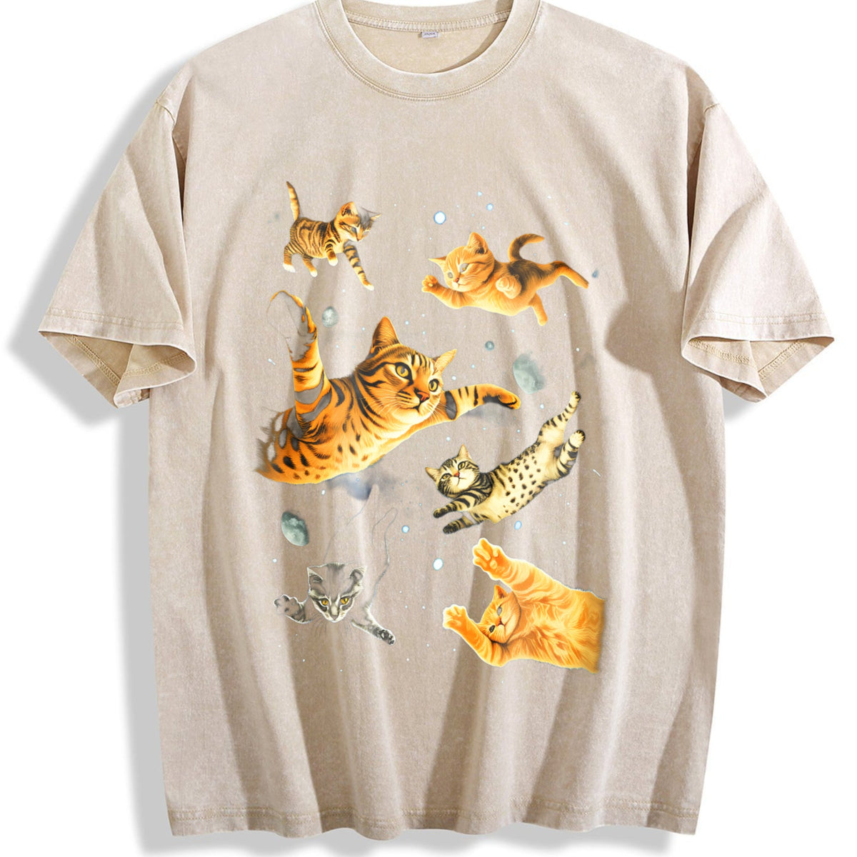 Cats In Galaxy Space Vintage Washed T-Shirt product image 1
