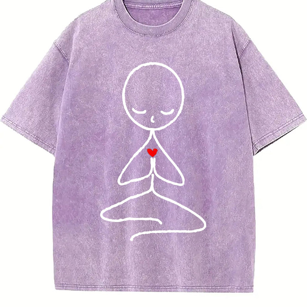 Stick Figure Meditating Winter Vintage Washed T-Shirt product image 6