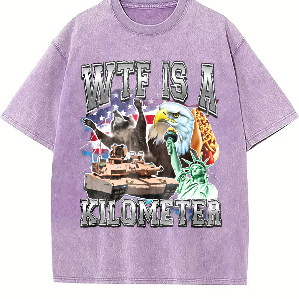 WTF Is A Kilometer Meme Vintage Washed T-Shirt product image 6
