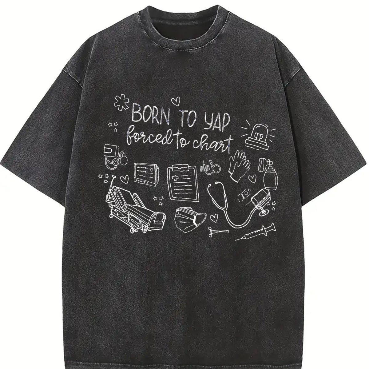 Born To Yap Forced To Chart Vintage Washed T-Shirt product image 2