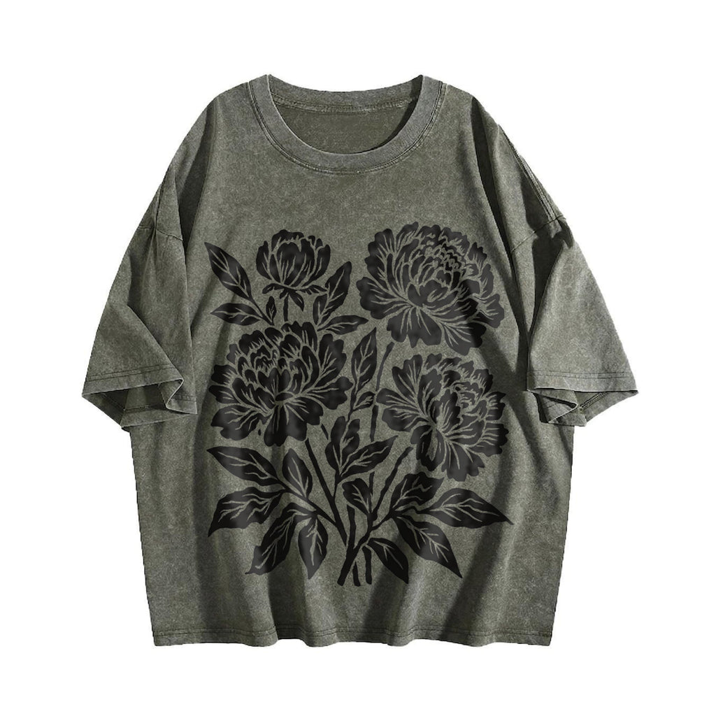 Linocut Flower Vintage Washed T-Shirt product image 4