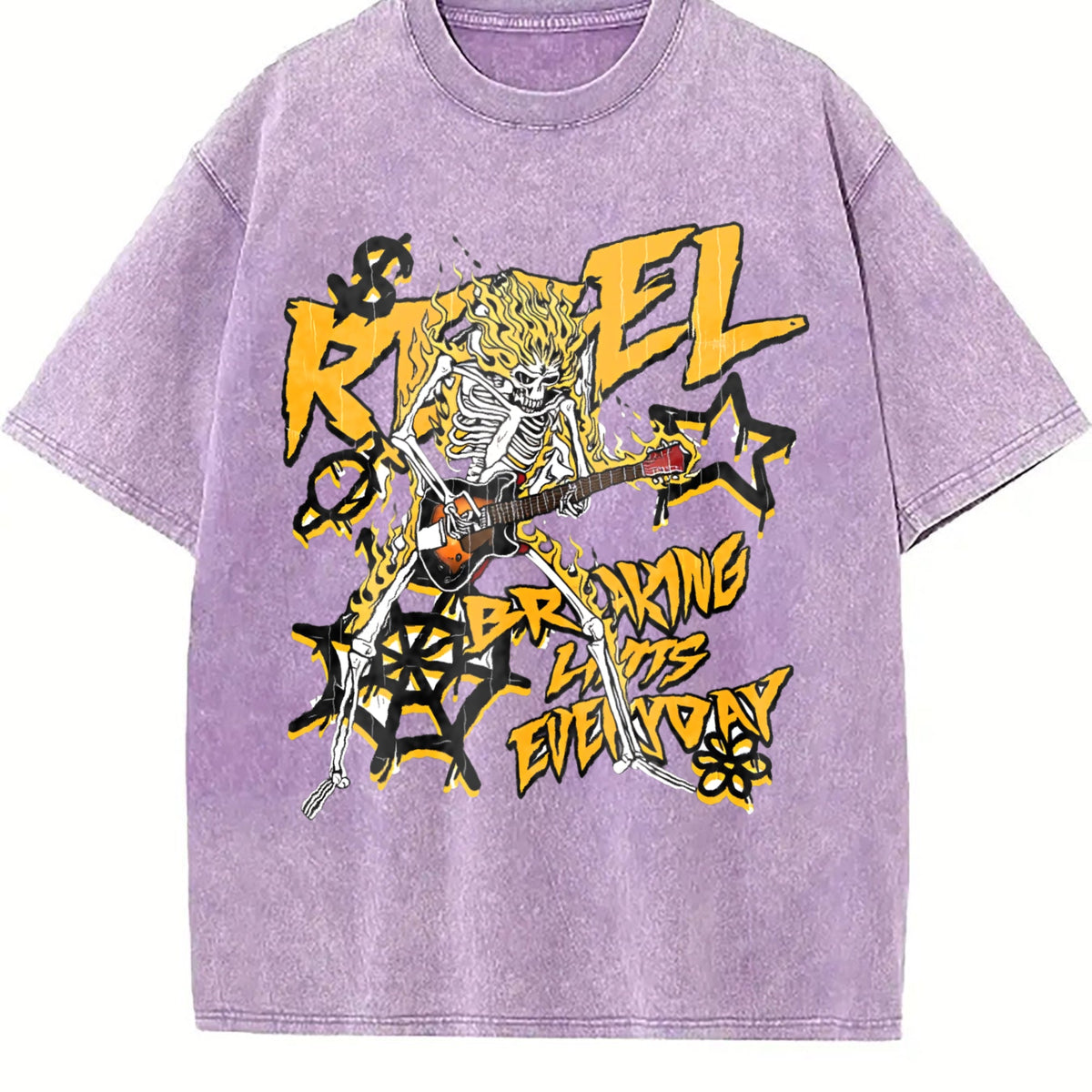 Faded Pure A Flame Skull 'rebel' Rock Vintage Washed T-Shirt product image 6