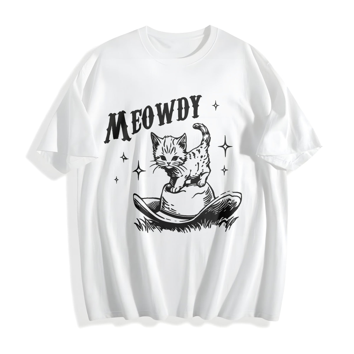 Cute Meowdy Cowboy Cotton T-Shirt product image 2