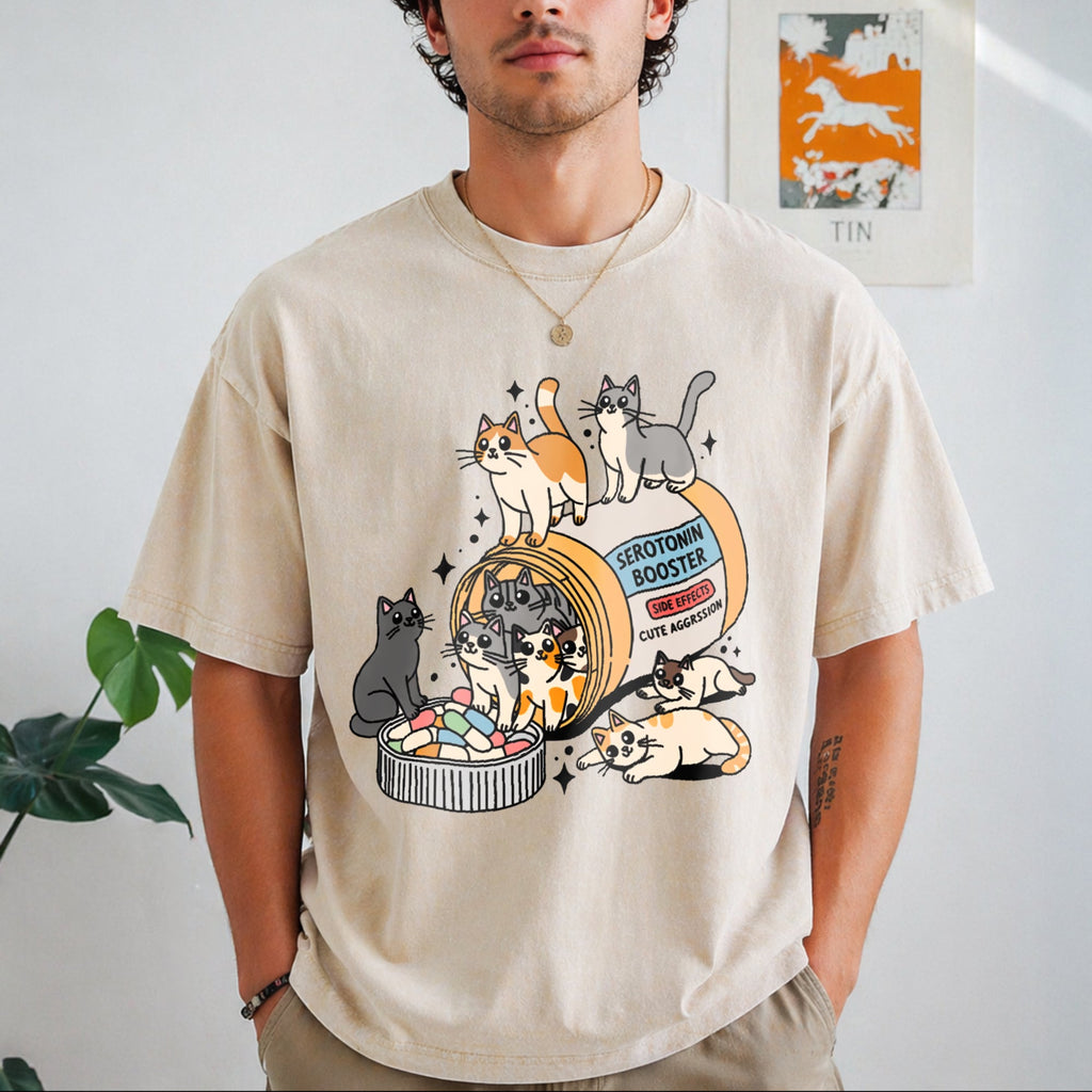 Serotonin Cats Vintage Washed T-Shirt product image 1