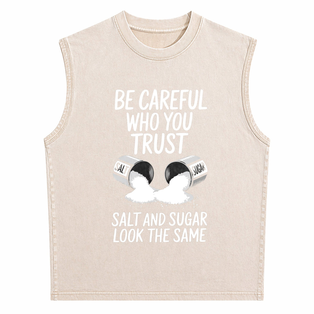 Outdoor Fitness With Salt - Beware Of Spoken Words From Men's Washed Tank Top