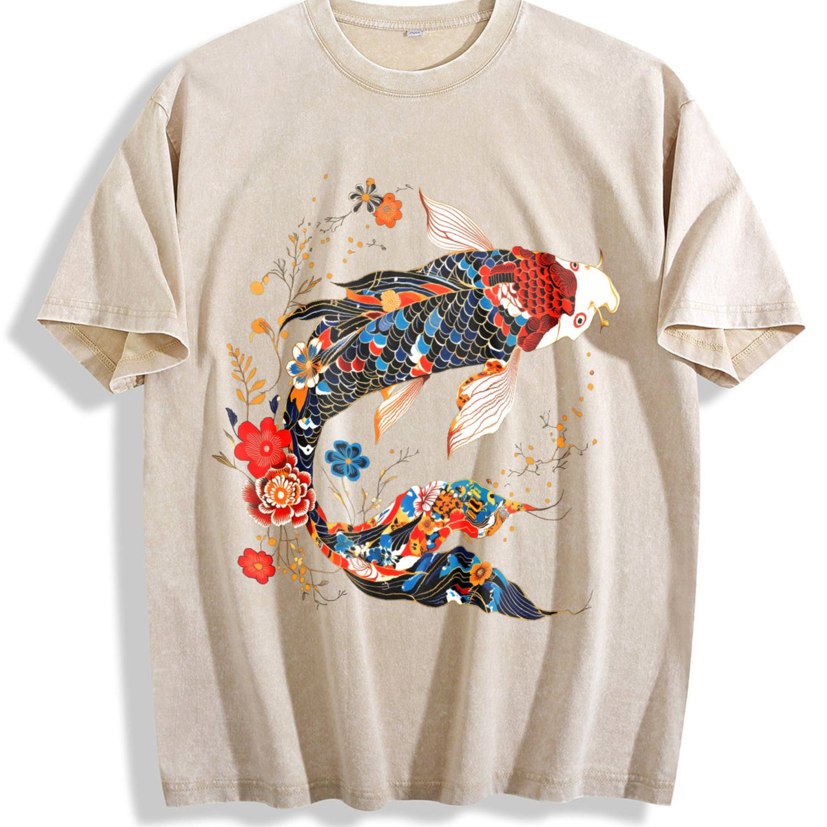 Koi Fish Theme Trend Pure Vintage Washed T-Shirt product image 1