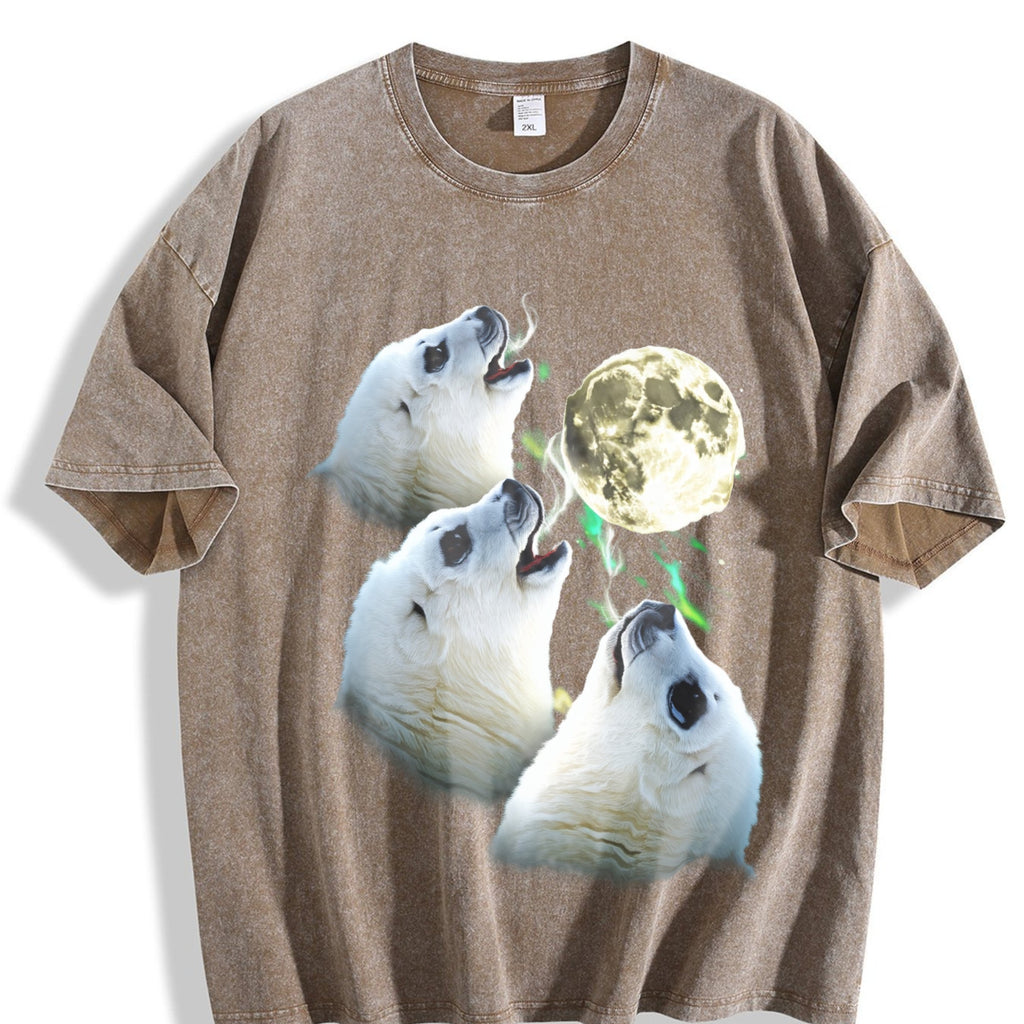 Baby Seal Moon Howling To 90s Vintage Washed T-Shirt product image 3