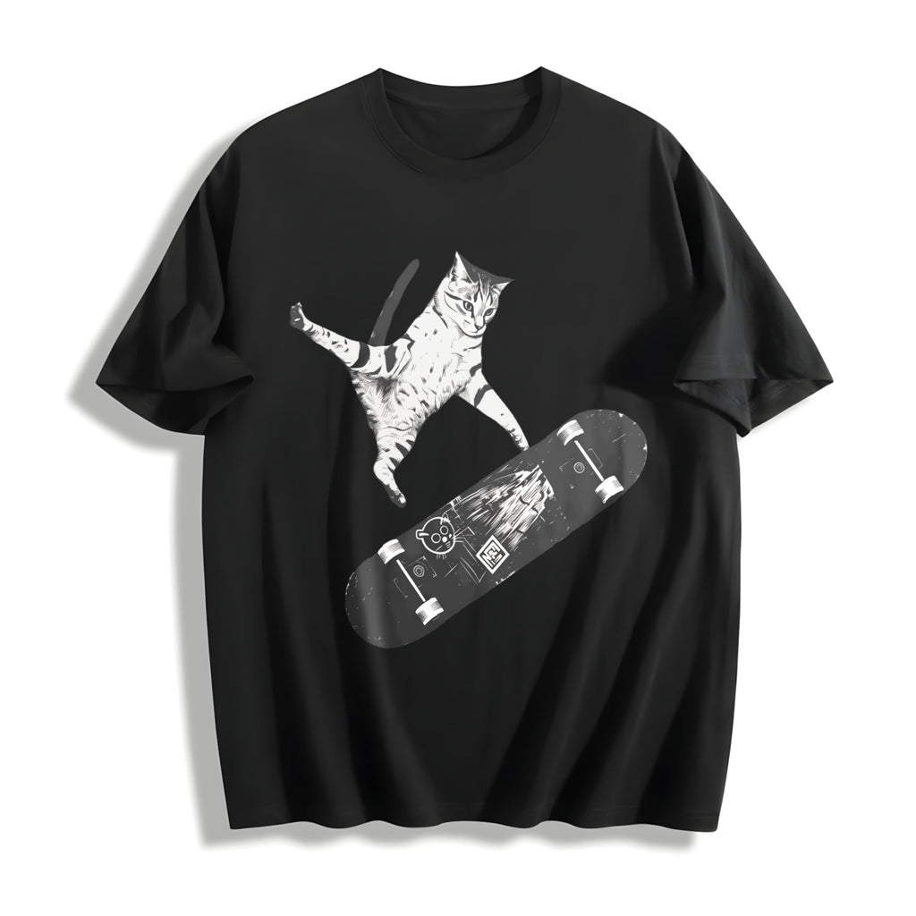Emo Skater Cat Cotton T-Shirt product image 1