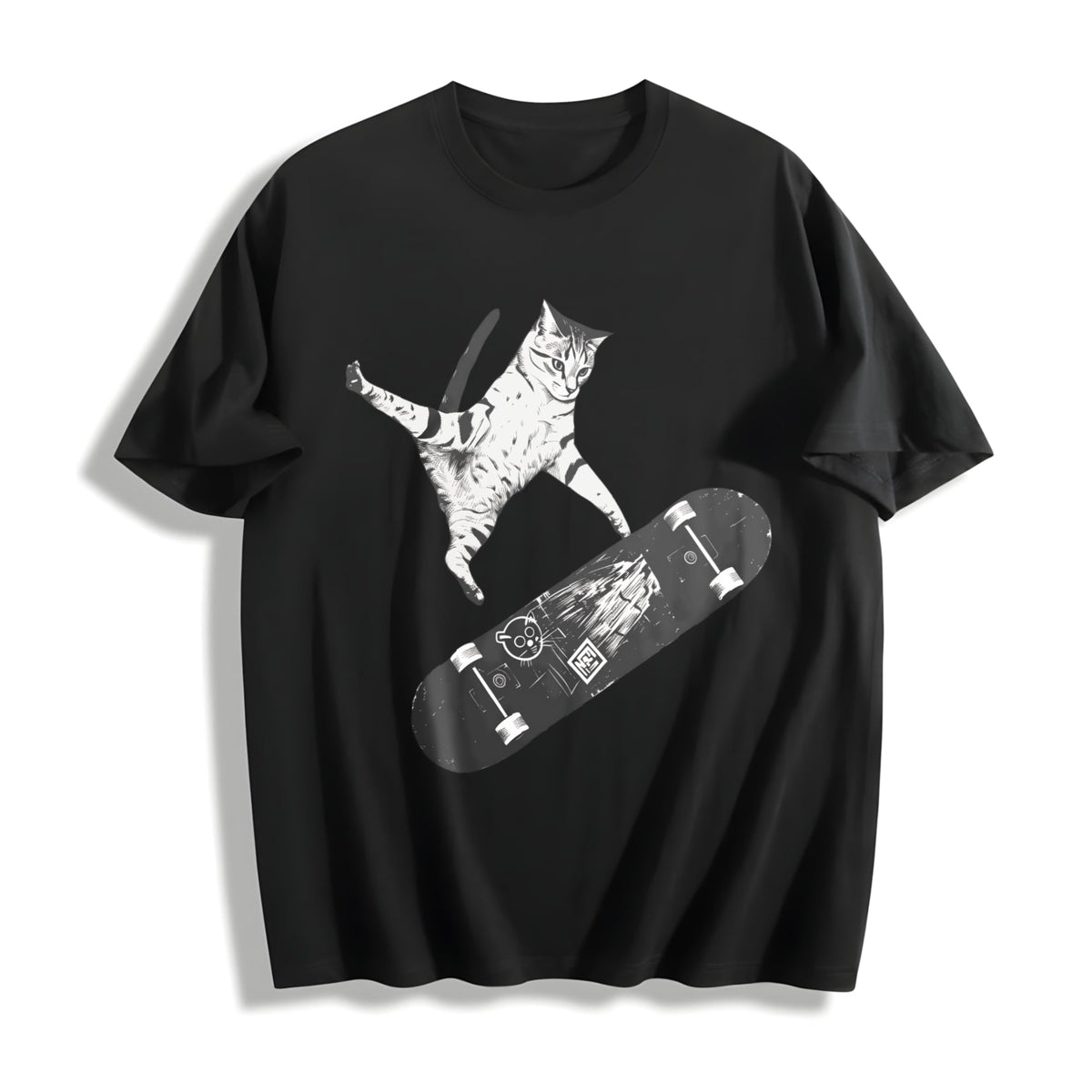 Emo Skater Cat Cotton T-Shirt product image 1