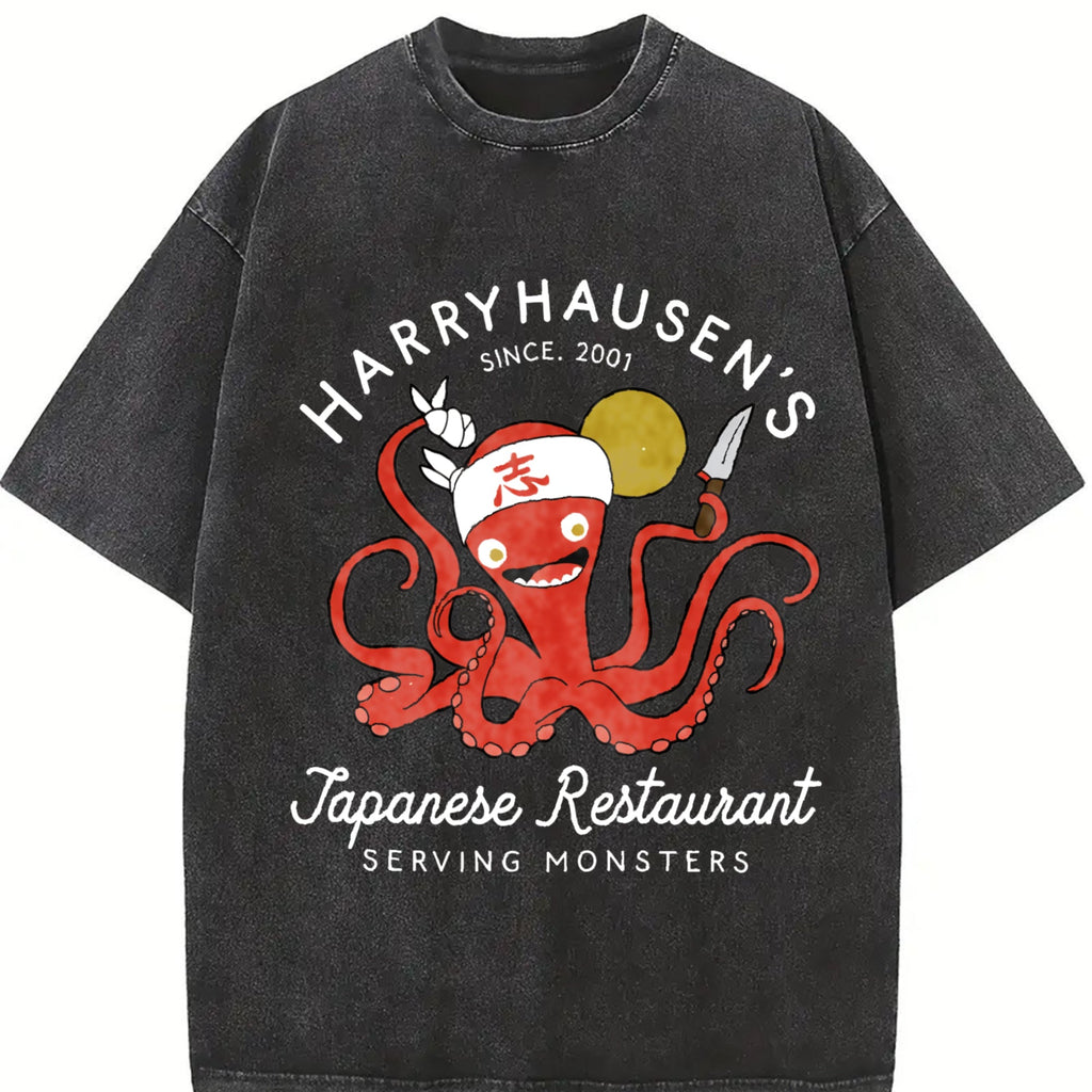 Summer With Octopus Vintage Washed T-Shirt product image 2