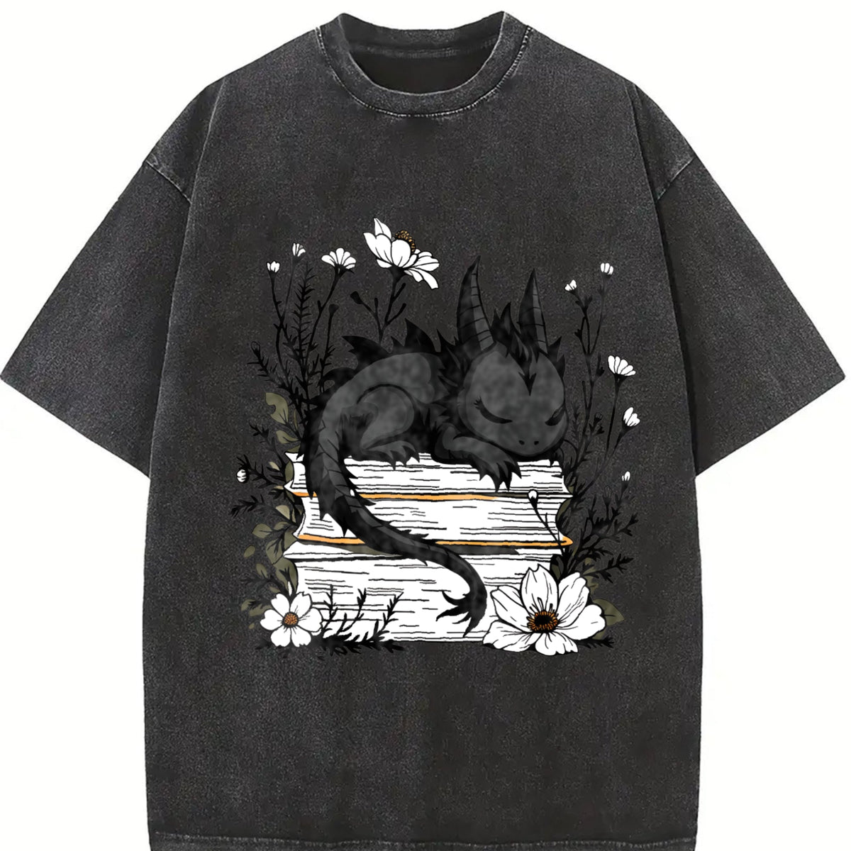 Inspired - Whimsical Black Dragon & Floral Book Vintage product image 2